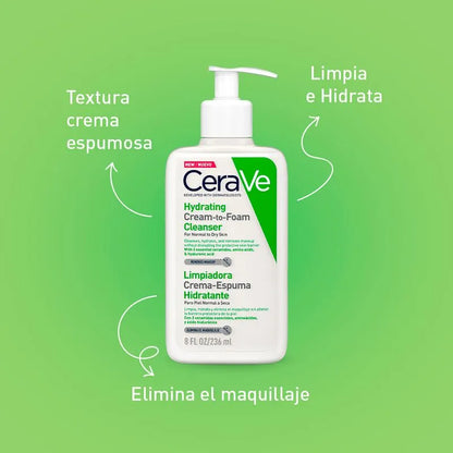 Limpiadora Crema - Espuma Hidratante - CeraVe 236 ml