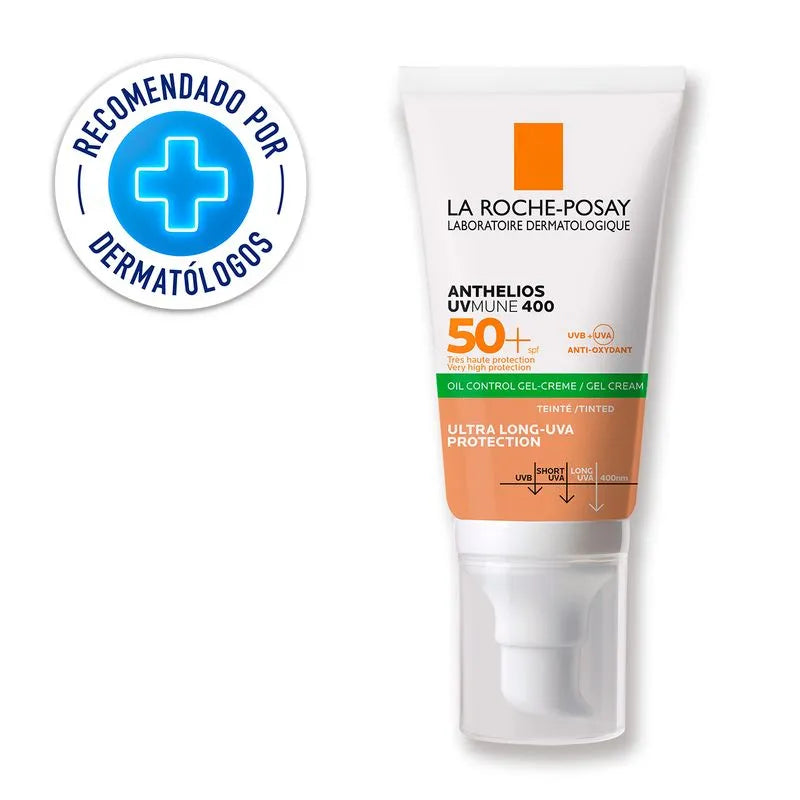 Protector Solar Anti Brillo Anthelios Gel toque seco FPS 50+ - La Roche Posay Con Color