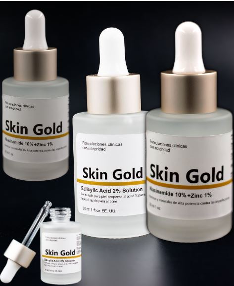 KIT ANTI ACNE Y PUNTOS NEGROS SALICILICO Y NIACINAMIDE SKIN GOLD 30ML